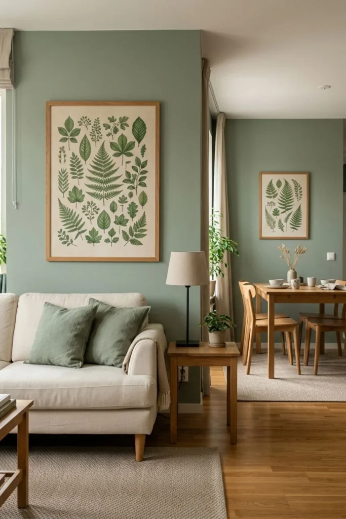 Sage Green Living and Dining Room Ideas