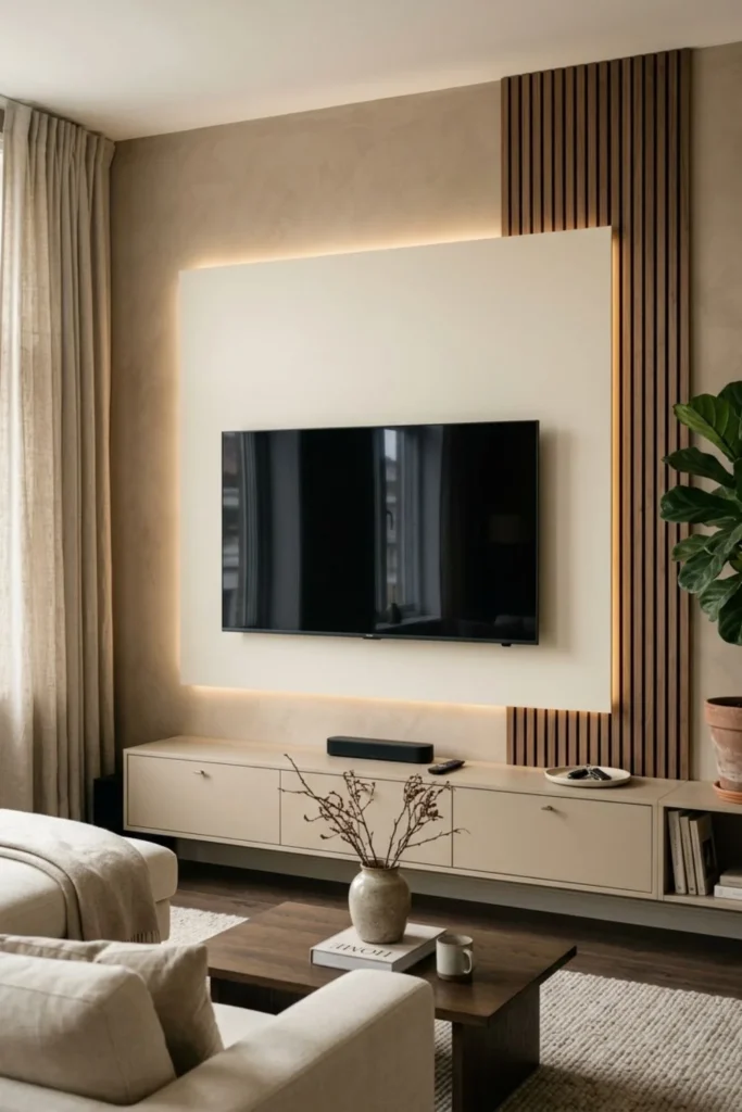 Luxury TV Wall Design with LED Lighting