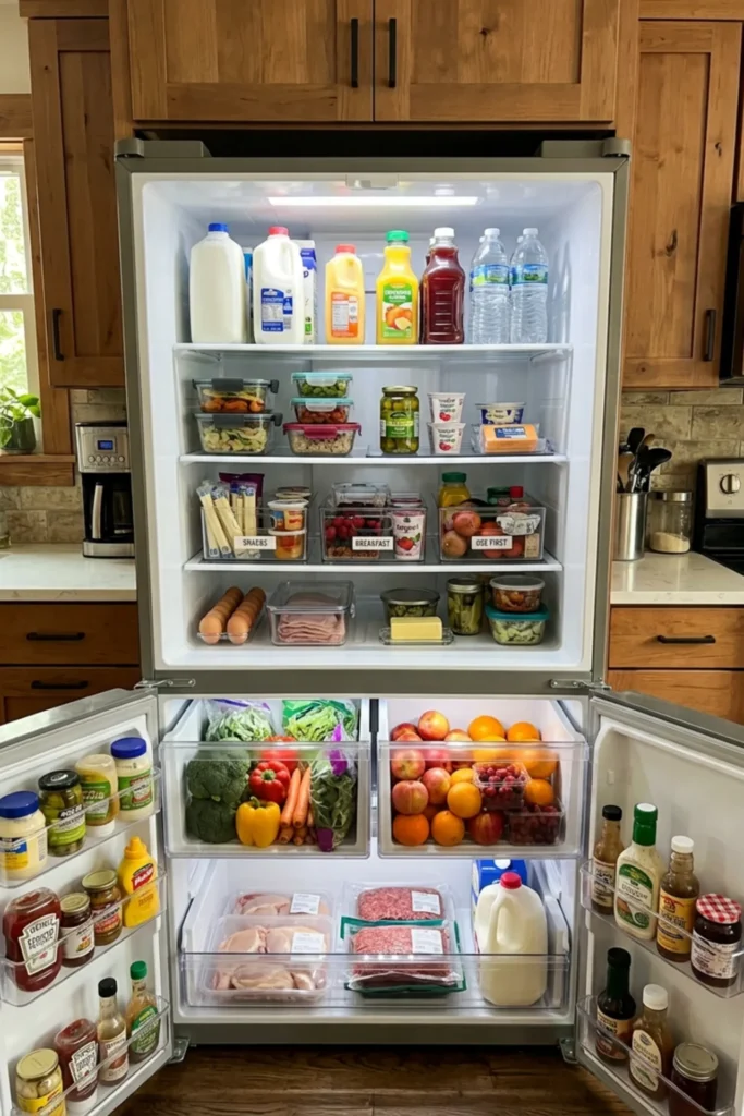 Finished aesthetic refrigerator organization that looks realistic and easy to maintain
