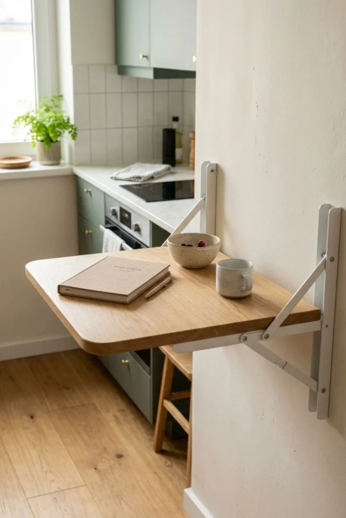Fold-Down Mini Wall Shelf