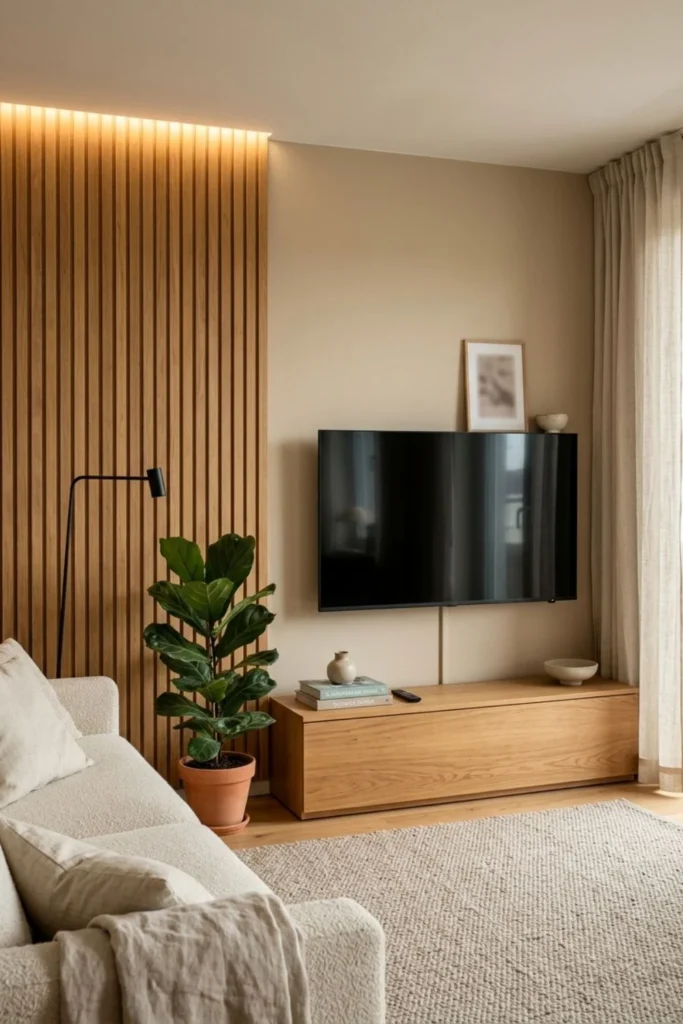 Luxury TV Wall Design with LED Lighting