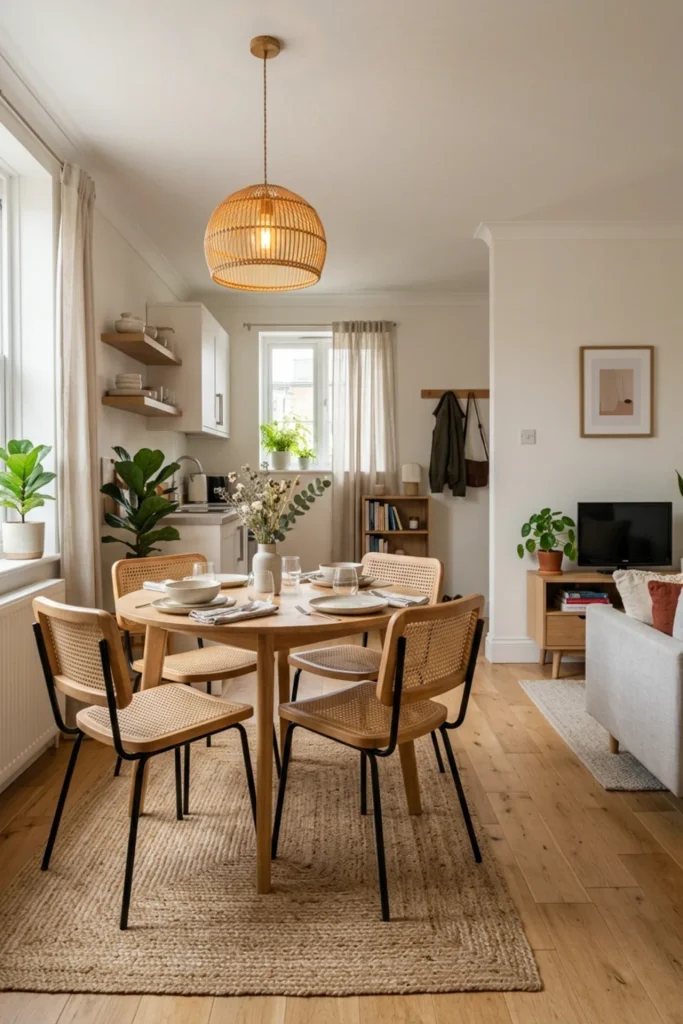 Small apartment dining area with a compact round table