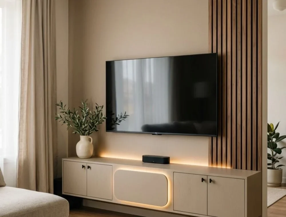 Luxury TV Wall Design with LED Lighting