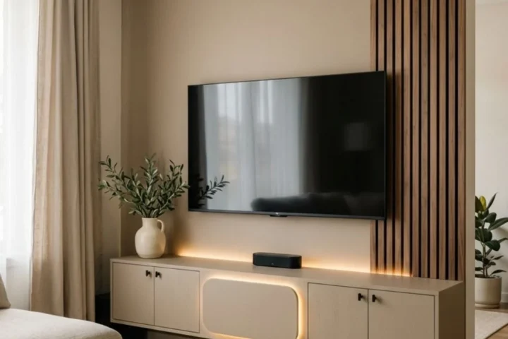 Luxury TV Wall Design with LED Lighting