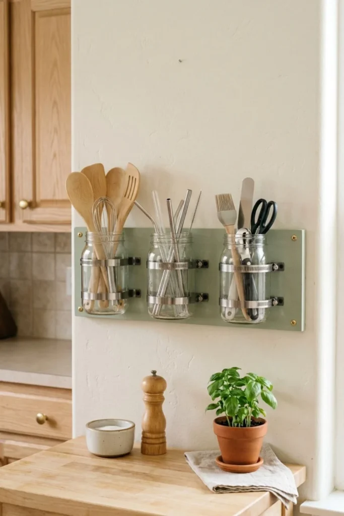 Mason Jar Utensil Organizer
