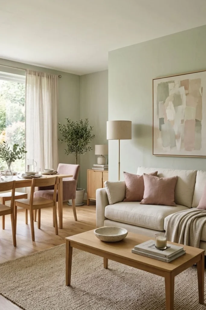 Sage Green Living and Dining Room Ideas