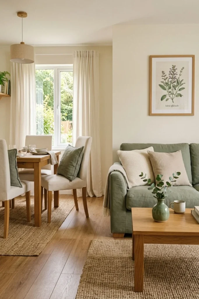 Sage Green Living and Dining Room Ideas