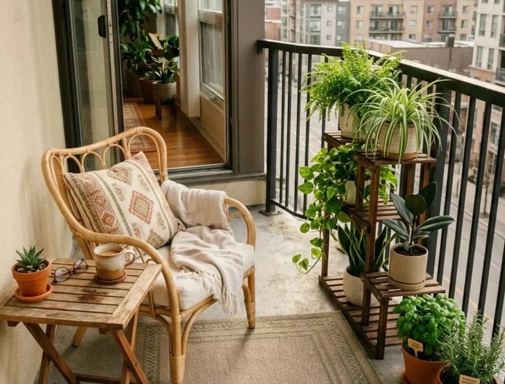 Small Balcony Makeover with Plants