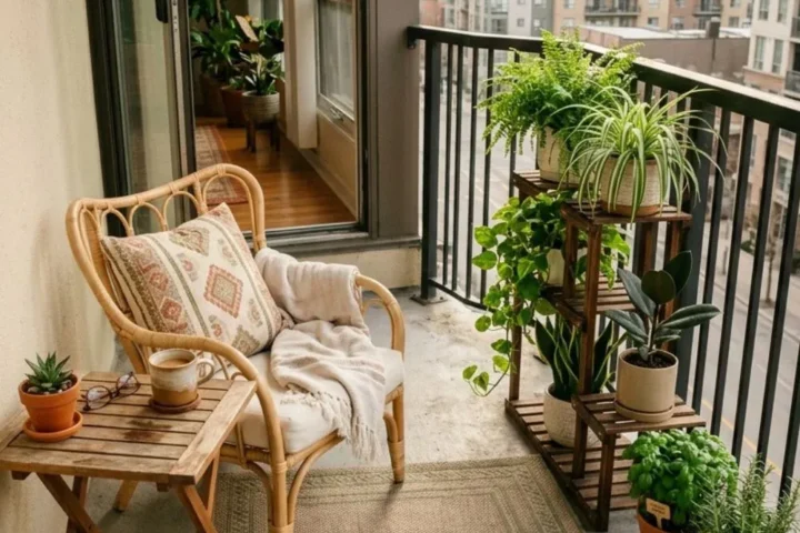 Small Balcony Makeover with Plants