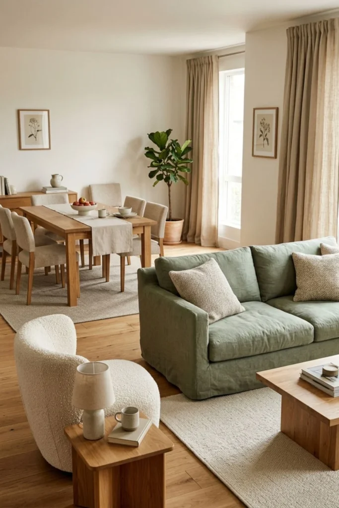 Sage Green Living and Dining Room Ideas