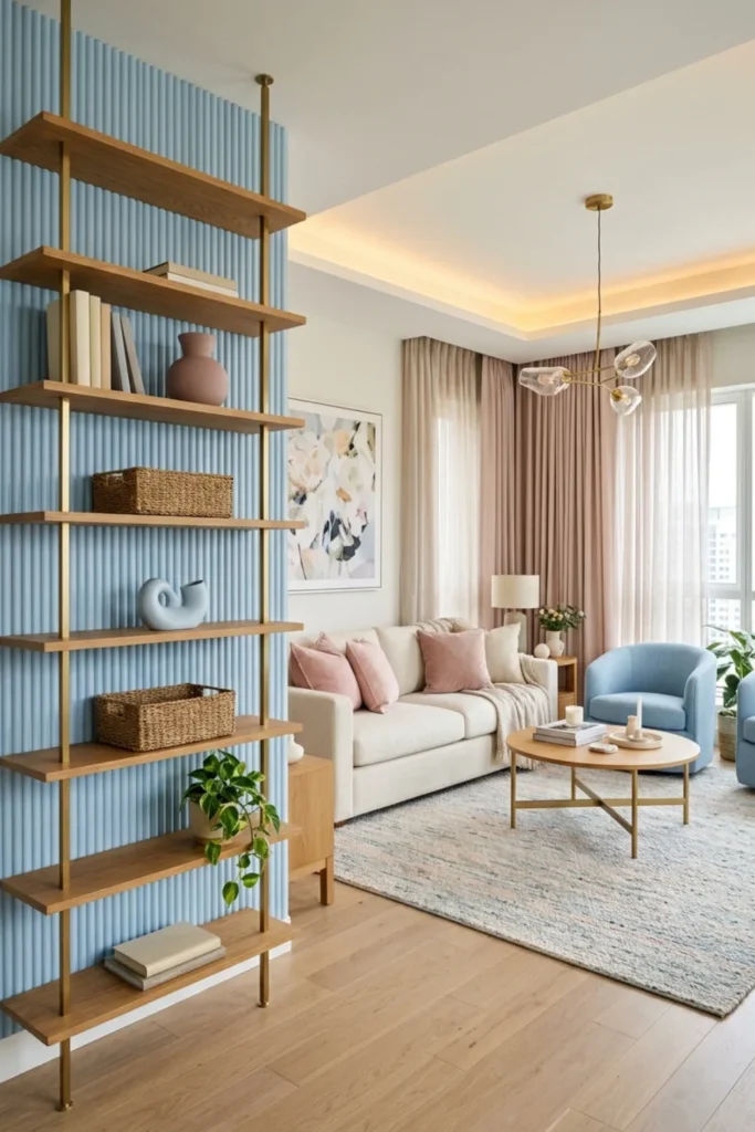 Blush Pink and Sky Blue Living Room Ideas