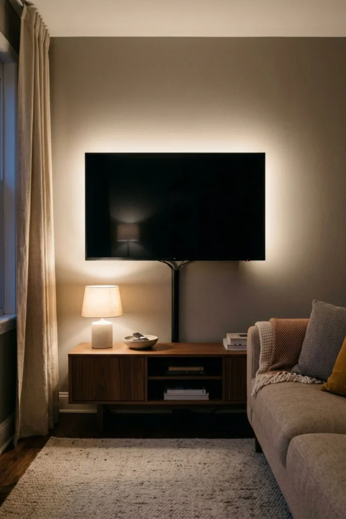 Luxury TV Wall Design with LED Lighting
