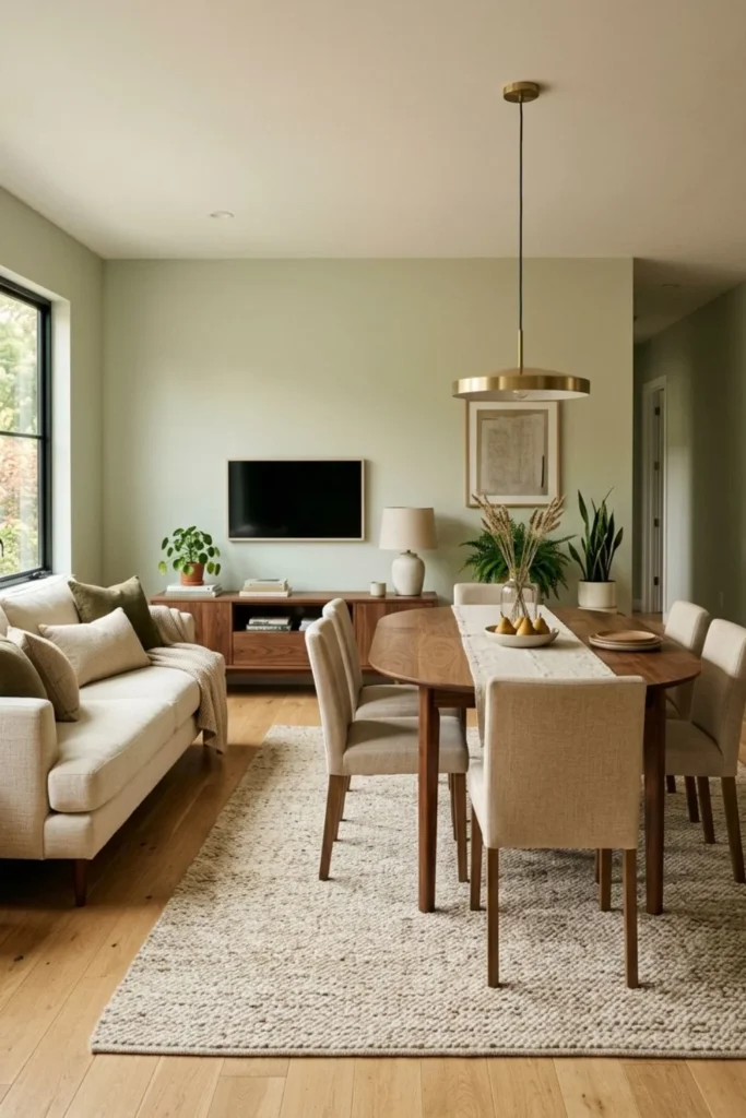 Sage Green Living and Dining Room Ideas