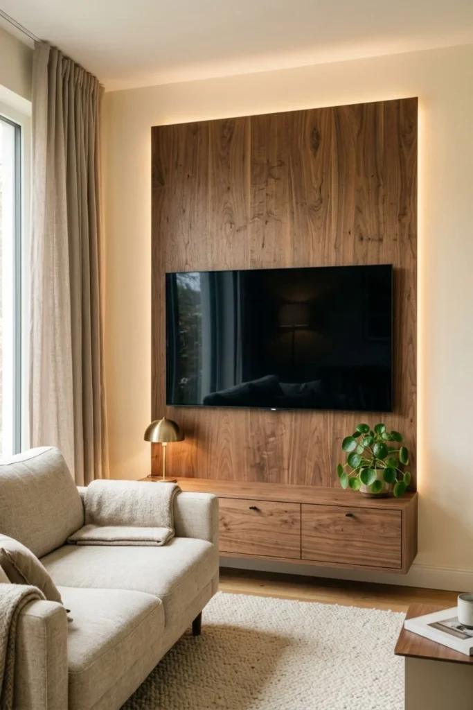 Luxury TV Wall Design with LED Lighting
