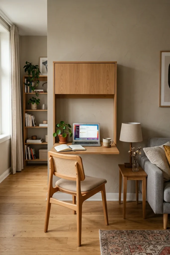 Small apartment with a fold-down wall desk