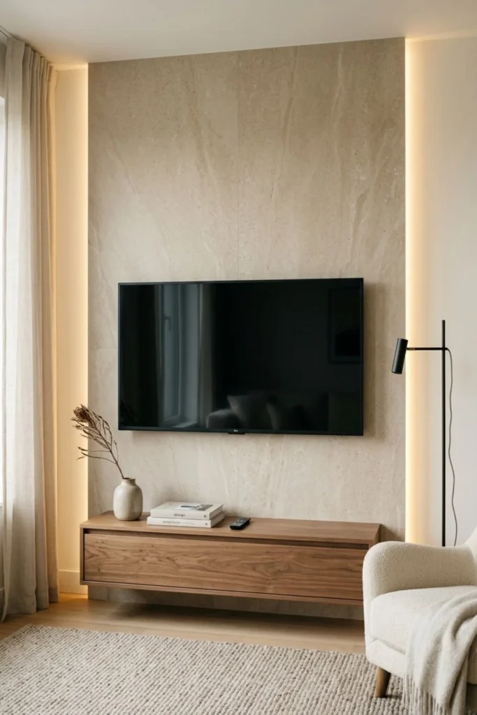 Luxury TV Wall Design with LED Lighting