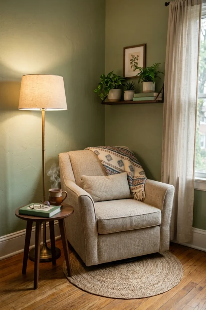 Small reading nook with a tiny round side table