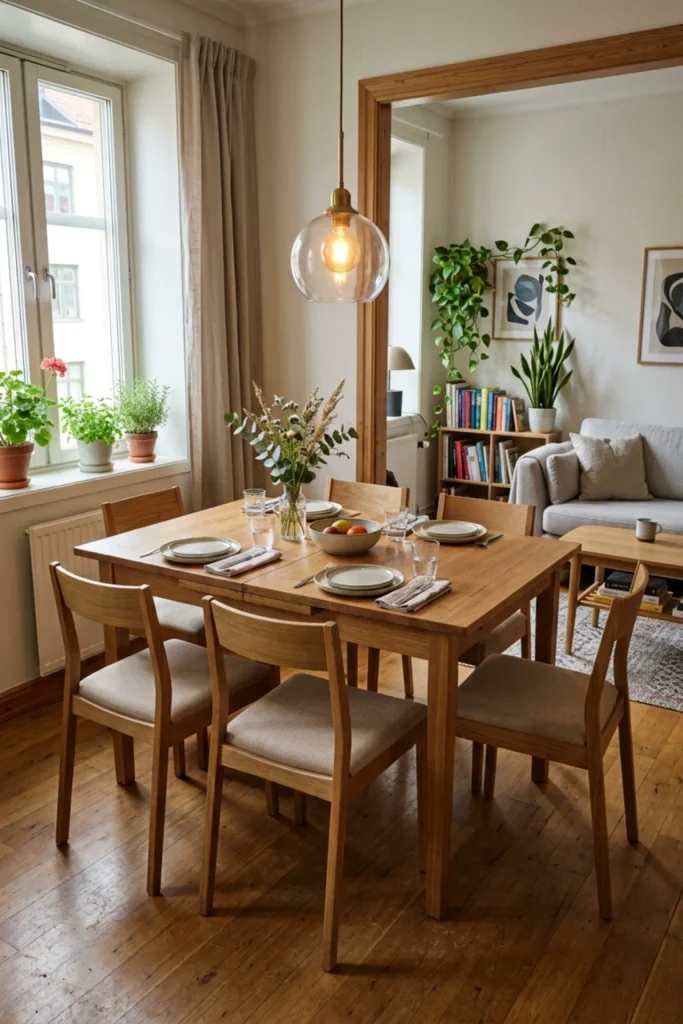 Small apartment with an extendable dining table for occasional guests