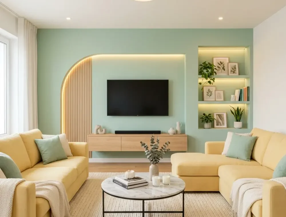 Yellow and Mint Living Room Ideas
