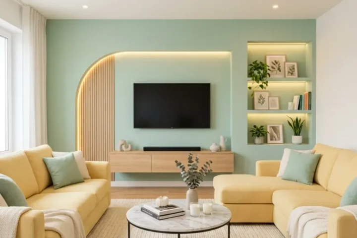 Yellow and Mint Living Room Ideas